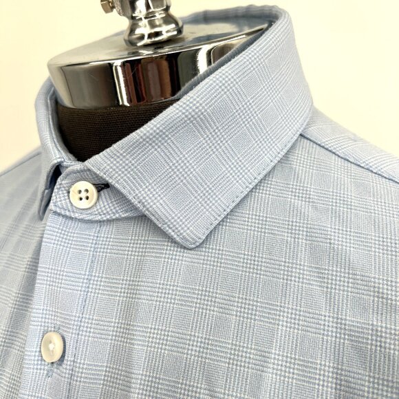 Mizzen + Main Leeward Blue Plaid Performance No Iron Shirt Size‎ M Trim Fit - Picture 4 of 9